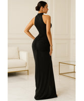 Vestido Festa Longo Madrinhas Halter Neck Premium com Fenda | Ellegant